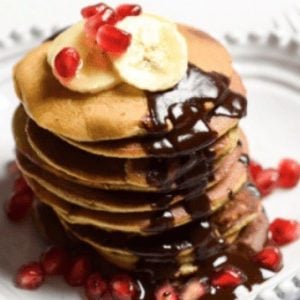 Banana “Pancakes” with Pomegranate & Cacao Sauce