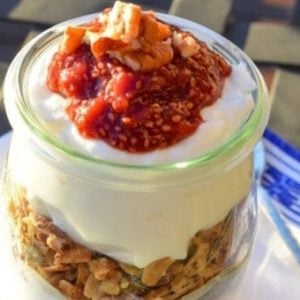 Chia Jam on top of Yogurt & Granola Parfait