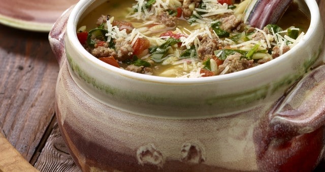 Italian Sausage, Spinach and Orzo Soup : The Better Nutrition Program