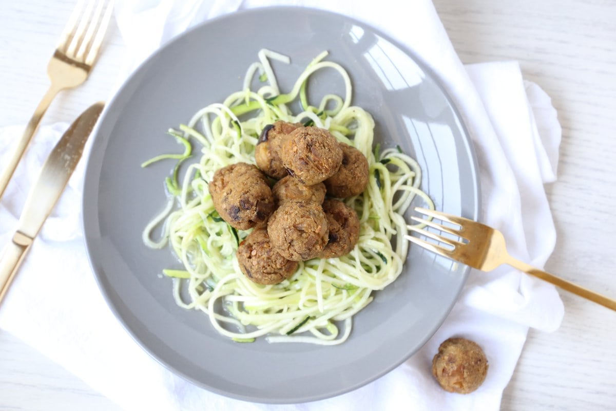 Better Meatless Meatballs from Eggplant Cashew Pesto